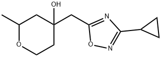 2H-Pyran-4-ol, 4-[(3-cyclopropyl-1,2,4-oxadiazol-5-yl)methyl]tetrahydro-2-methyl- 化学構造式