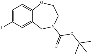 1,4-Benzoxazepine-4(5H)-carboxylic acid, 7-fluoro-2,3-dihydro-, 1,1-dimethylethyl ester Struktur