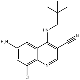 6-氨基-8-氯-4-(新戊基氨基)喹啉-3-甲腈, 2064105-70-8, 结构式