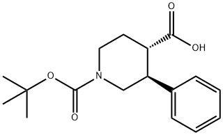 1,4-Piperidinedicarboxylic acid, 3-phenyl-, 1-(1,1-dimethylethyl) ester, (3S,4S)- Structure