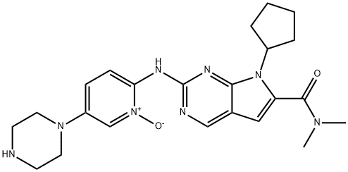 2-((7-CYCLOPENTYL-6-(DIMETHYLCARBAMOYL)-7H-PYRROLO[2,3-D]PYRIMIDIN-2-YL)AMINO)-5-(PIPERAZIN-1-YL)PYRIDINE 1-OXIDE,2069953-39-3,结构式