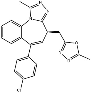 4H-[1,2,4]Triazolo[4,3-a][1]benzazepine, 6-(4-chlorophenyl)-1-methyl-4-[(5-methyl-1,3,4-oxadiazol-2-yl)methyl]-, (4S)- Struktur