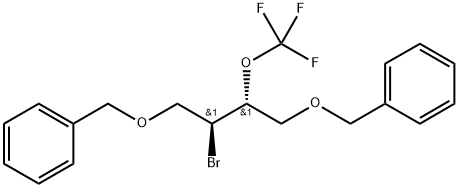 ((((2S,3R)-2-bromo-3-(trifluoromethoxy)butane-1,4-diyl)bis(oxy))bis(methylene))dibenzene Struktur