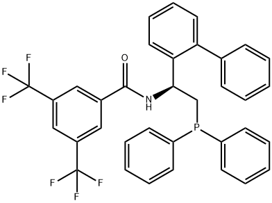 N-[(1S)-1-[1,1'-Biphenyl]-2-yl-2-(diphenylphosphino)ethyl]-3,5-bis(trifluoromethyl)-benzamide Struktur