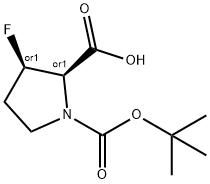 (2S,3S)-1-[(tert-butoxy)carbonyl]-3-fluoropyrrolidine-2-carboxylic acid Structure
