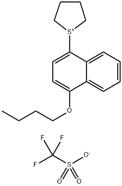 Thiophenium, 1-(4-butoxy-1-naphthalenyl)tetrahydro-, 1,1,1-trifluoromethanesulfonate (1:1) Structure