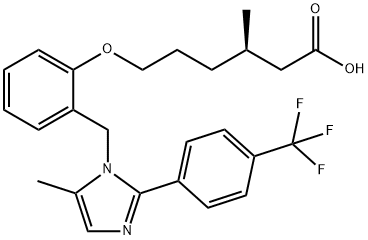 Hexanoic acid, 3-methyl-6-[2-[[5-methyl-2-[4-(trifluoromethyl)phenyl]-1H-imidazol-1-yl]methyl]phenoxy]-, (3R)- Struktur