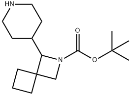 tert-butyl 1-(piperidin-4-yl)-2-azaspiro[3.3]heptane-2-carboxylate Struktur