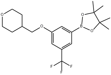 4,4,5,5-Tetramethyl-2-(3-((tetrahydro-2H-pyran-4-yl)methoxy)-5-(trifluoromethyl)phenyl)-1,3,2-dioxab95% 化学構造式