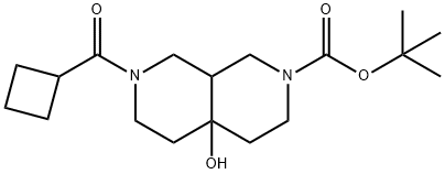 2,7-Naphthyridine-2(1H)-carboxylic acid, 7-(cyclobutylcarbonyl)octahydro-4a-hydroxy-, 1,1-dimethylethyl ester Struktur