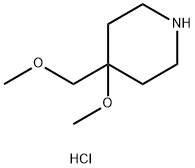 Piperidine, 4-methoxy-4-(methoxymethyl)-, hydrochloride (1:1) Struktur