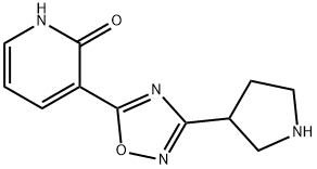 2(1H)-Pyridinone, 3-[3-(3-pyrrolidinyl)-1,2,4-oxadiazol-5-yl]- 化学構造式