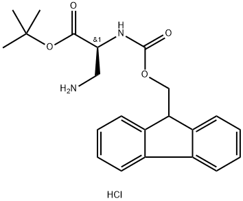 L-Alanine, 3-amino-N-[(9H-fluoren-9-ylmethoxy)carbonyl]-, 1,1-dimethylethyl ester, hydrochloride (1:1), 2098497-06-2, 结构式