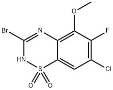 3-溴-7-氯-6-氟-5-甲氧基-2H-苯并[1,2,4]噻二嗪-1,1-二氧化物, 2100839-60-7, 结构式