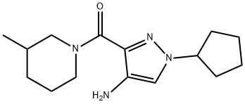 1-cyclopentyl-3-[(3-methylpiperidin-1-yl)carbonyl]-1H-pyrazol-4-amine 结构式