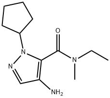 4-amino-1-cyclopentyl-N-ethyl-N-methyl-1H-pyrazole-5-carboxamide 化学構造式