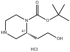 tert-Butyl (R)-2-(2-hydroxyethyl)piperazine-1-carboxylate hydrochloride Structure