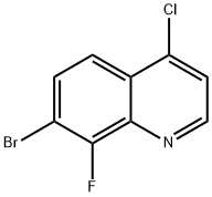 Quinoline, 7-bromo-4-chloro-8-fluoro- 化学構造式