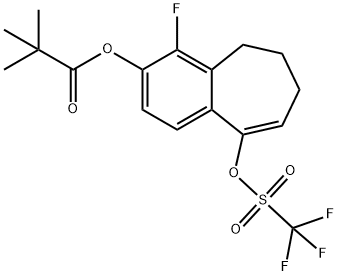4-氟-9-(((三氟甲基)磺酰基)氧基)-6,7-二氢-5H-苯并[7]环戊-3-基新戊酸酯 结构式