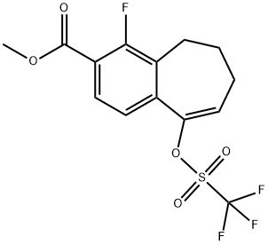 Methyl 4-fluoro-9-(((trifluoromethyl)sulfonyl)oxy)-6,7-dihydro-5H-benzo[7]annulene-3-carboxylate Structure