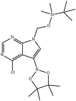 7-(((tert-Butyldimethylsilyl)oxy)methyl)-4-chloro-5-(4,4,5,5-tetramethyl-1,3,2-dioxaborolan-2-yl)-7H-pyrrolo[2,3-d]pyrimidine Struktur