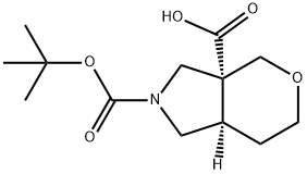 RAC-(3AR,7AR)-2-[(TERT-BUTOXY)CARBONYL]-OCTAHYDROPYRANO[3,4-C]PYRROLE-3A-CARBOXYLIC ACID, TRANS 结构式