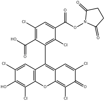 1,4-Benzenedicarboxylic acid, 2,5-dichloro-3-(2,4,5,7-tetrachloro-6-hydroxy-3-oxo-3H-xanthen-9-yl)-, 1-(2,5-dioxo-1-pyrrolidinyl) ester,2129651-79-0,结构式