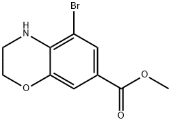 Methyl 5-bromo-3,4-dihydro-2H-benzo[b][1,4]oxazine-7-carboxylate 化学構造式