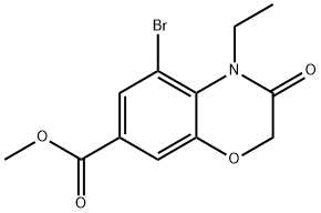 Methyl 5-bromo-4-ethyl-3-oxo-3,4-dihydro-2H-benzo[b][1,4]oxazine-7-carboxylate 化学構造式