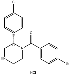 (S)-(4-溴苯基)(2-(4-氯苯基)哌嗪-1-基)甲酮盐酸盐 结构式