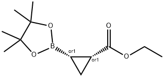 Cyclopropanecarboxylic acid, 2-(4,4,5,5-tetramethyl-1,3,2-dioxaborolan-2-yl)-, ethyl ester, (1R,2S)-rel- 化学構造式