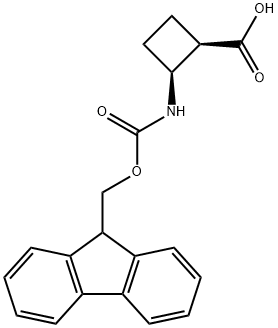 (1R,2S)-2-(9H-fluoren-9-ylmethoxycarbonylamino)cyclobutanecarboxylic acid Structure