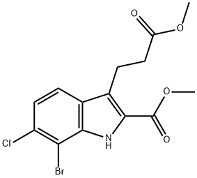 1H-Indole-3-propanoic acid, 7-bromo-6-chloro-2-(methoxycarbonyl)-, methyl ester|7-溴-6-氯-3-(3-甲氧基-3-氧丙基)-1H-吲哚-2-羧酸甲酯