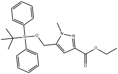 ethyl 5-(((tert-butyldiphenylsilyl)oxy)methyl)-1-methyl-1H-pyrazole-3-carboxylate 化学構造式