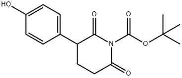 1-Piperidinecarboxylic acid, 3-(4-hydroxyphenyl)-2,6-dioxo-, 1,1-dimethylethyl ester Struktur
