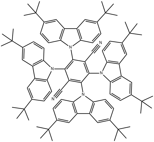 1,4-Benzenedicarbonitrile, 2,3,5,6-tetrakis[3,6-bis(1,1-dimethylethyl)-9H-carbazol-9-yl]- Structure