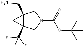 RAC-TERT-BUTYL (1R,5R)-1-(AMINOMETHYL)-5-(TRIFLUOROMETHYL)-3-AZABICYCLO[3.1.0]HEXANE-3-CARBOXYLATE, CIS 结构式