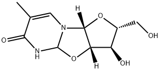 6H-Furo[2',3':4,5]oxazolo[3,2-a]pyrimidin-6-one, 2,3,3a,4a,5,9a-hexahydro-3-hydroxy-2-(hydroxymethyl)-7-methyl-, (2R,3R,3aS,9aR)- 结构式