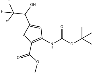 3-((叔丁氧基羰基)氨基)-5-(2,2,2-三氟-1-羟乙基)噻吩-2-羧酸甲酯, 2163771-82-0, 结构式