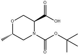 3,4-Morpholinedicarboxylic acid, 6-methyl-, 4-(1,1-dimethylethyl) ester, (3S,6S) 化学構造式