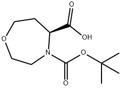 1,4-Oxazepine-4,5(5H)-dicarboxylic acid, tetrahydro-, 4-(1,1-dimethylethyl) ester, (5S)- Structure