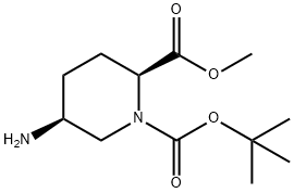 1,2-Piperidinedicarboxylic acid, 5-amino-, 1-(1,1-dimethylethyl) 2-methyl ester, (2S,5S)- 化学構造式