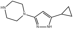 1-(3-cyclopropyl-1H-pyrazol-5-yl)piperazine 化学構造式