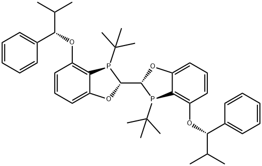 (2S,2'S,3S,3'S)-3,3'-di-tert-butyl-4,4'-bis((S)-2-methyl-1-phenylpropoxy)-2,2',3,3'-tetrahydro-2,2'-bibenzo[d][1,3]oxaphosphole,2169292-11-7,结构式