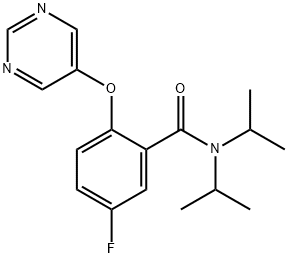 5-氟-N,N-二异丙基-2-（嘧啶-5-氧基）苯甲酰胺 结构式