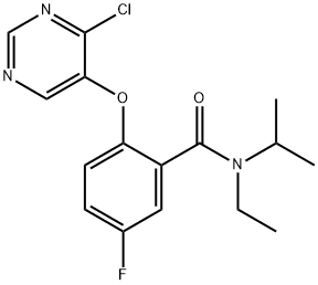 2-((4-氯嘧啶-5-基)氧基)-N-乙基-5-氟-N-异丙基苯甲酰胺,2169923-04-8,结构式