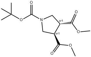 1,3,4-Pyrrolidinetricarboxylic acid, 1-(1,1-dimethylethyl) 3,4-dimethyl ester, (3R,4R)-rel- Struktur