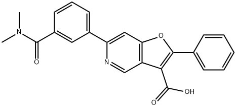 Furo[3,2-c]pyridine-3-carboxylic acid, 6-[3-[(dimethylamino)carbonyl]phenyl]-2-phenyl- Structure