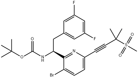 Carbamic acid, N-[(1S)-1-[3-bromo-6-[3-methyl-3-(methylsulfonyl)-1-butyn-1-yl]-2-pyridinyl]-2-(3,5-difluorophenyl)ethyl]-, 1,1-dimethylethyl ester|LENACAPAVIR 中间体