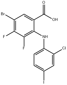 Benzoic acid, 5-bromo-2-[(2-chloro-4-iodophenyl)amino]-3,4-difluoro- Structure